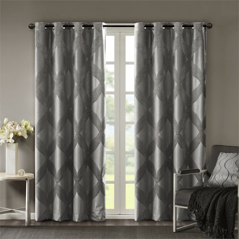 SunSmart Bentley Polyester Knitted Coated Total Blackout Window Panel - Charcoal