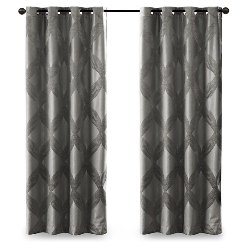SunSmart Bentley Polyester Knitted Coated Total Blackout Window Panel - Charcoal