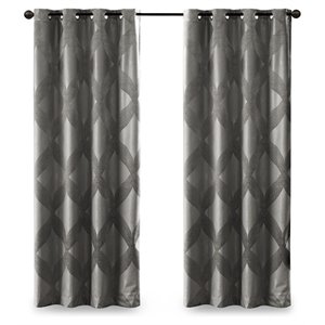 SunSmart Bentley Polyester Knitted Coated Total Blackout Window Panel - Charcoal