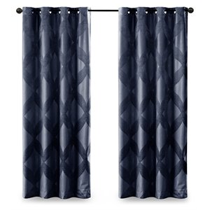 SunSmart Bentley Polyester Ogee Knitted Jacquard Total Blackout Panel in Navy