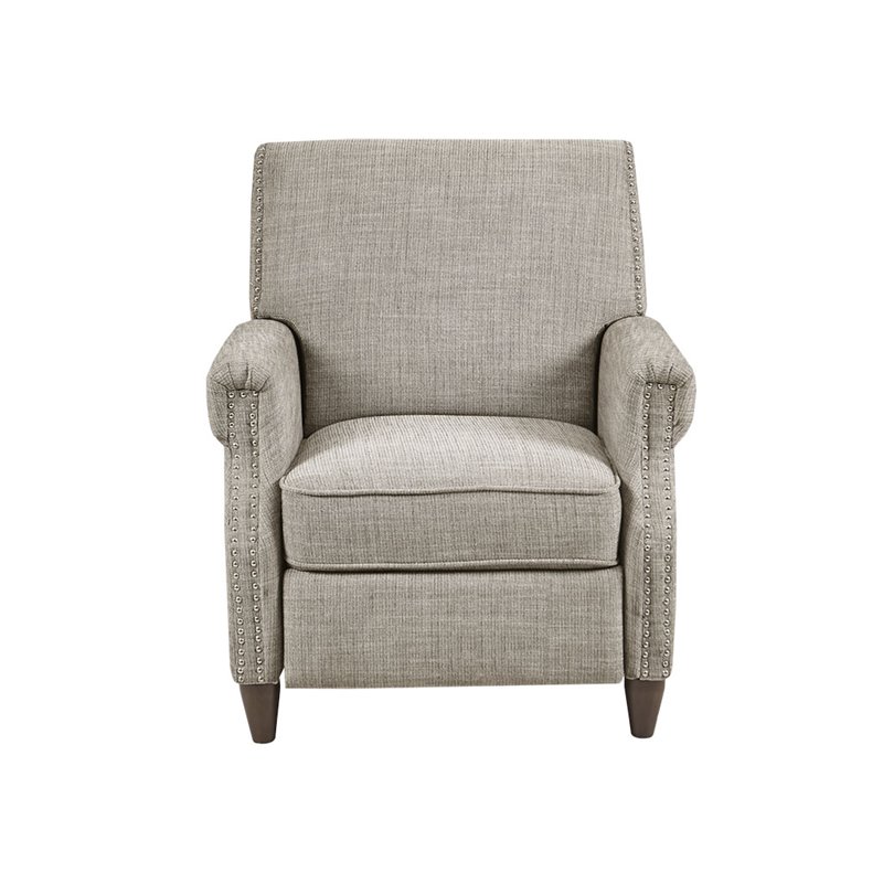 Madison Park Julian Polyester Fabric and Solid Wood Push Back Recliner in Beige
