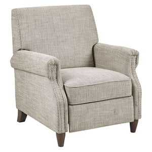 Madison Park Julian Polyester Fabric and Solid Wood Push Back Recliner in Beige