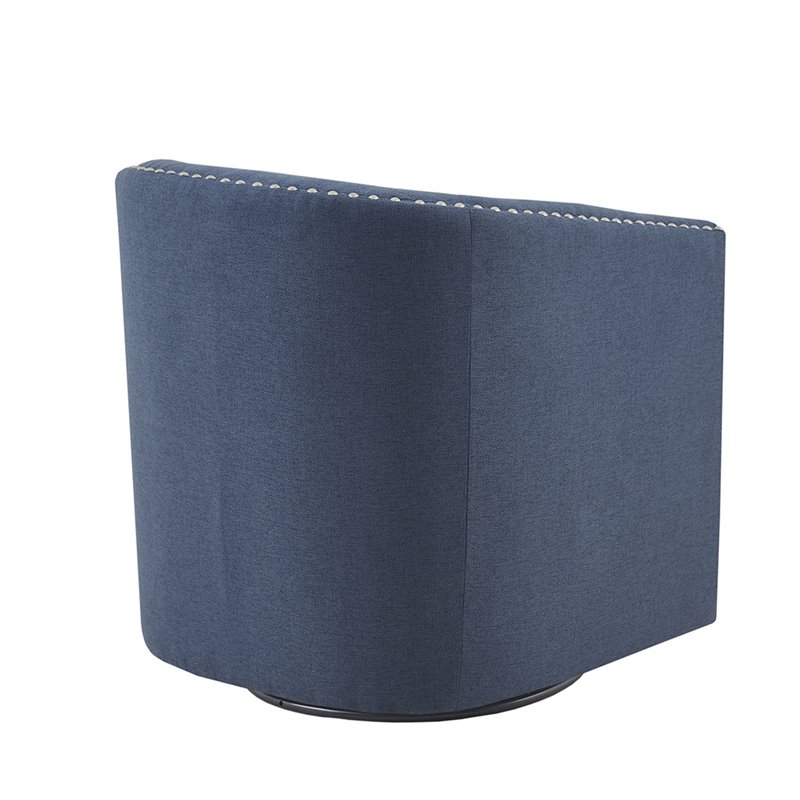 Madison Park Tyler Solid Wood and Polyester Fabric Swivel Chair in Blue