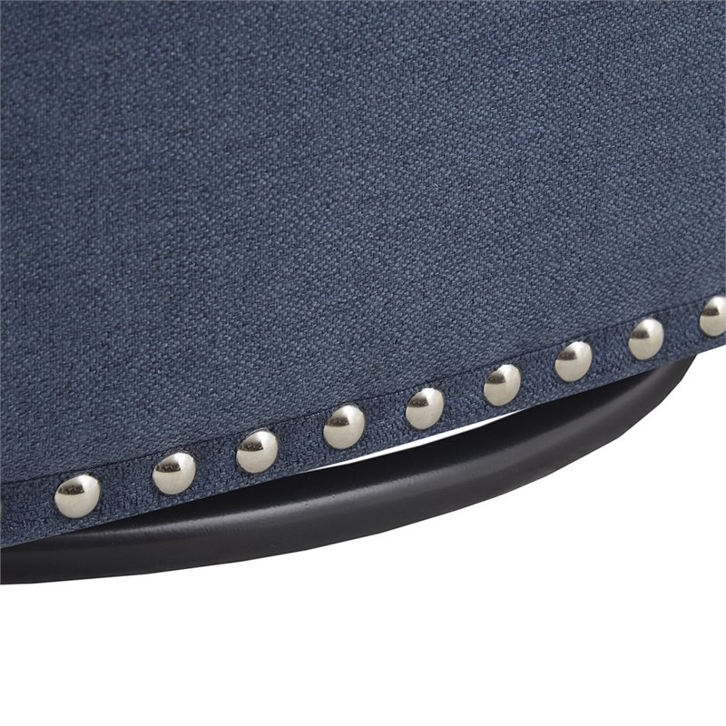 Madison Park Tyler Solid Wood and Polyester Fabric Swivel Chair in Blue