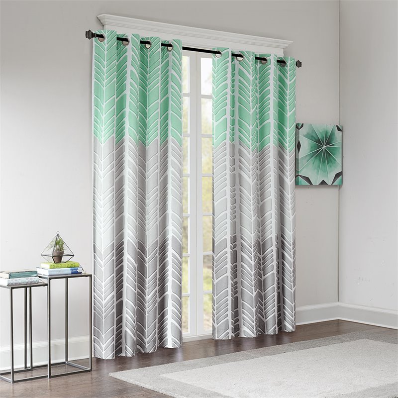 Intelligent Design Adel Polyester Fabric Lined Blackout Window Panel - Gray/Blue