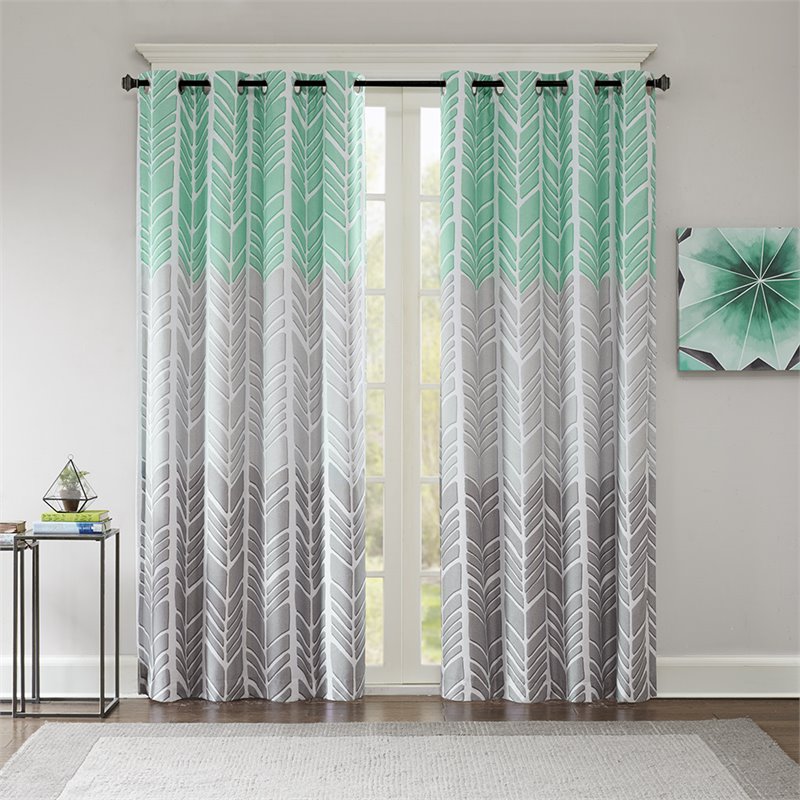 Intelligent Design Adel Polyester Fabric Lined Blackout Window Panel - Gray/Blue