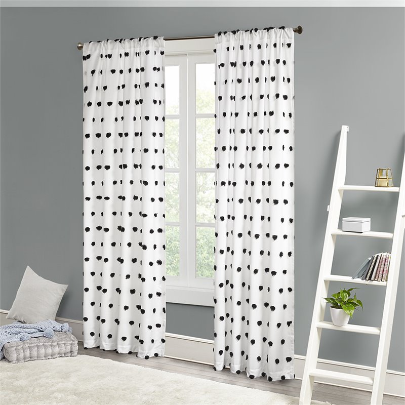 Intelligent Design Sophie Polyester Pom Pom Embellished Window Panel in Black