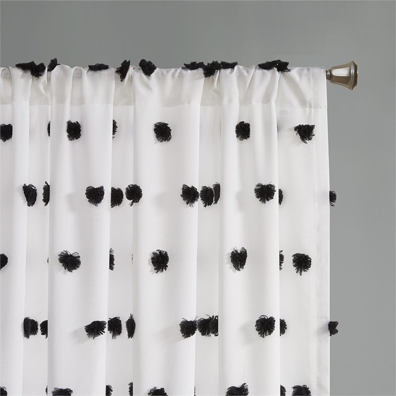 Intelligent Design Sophie Polyester Pom Pom Embellished Window Panel in Black