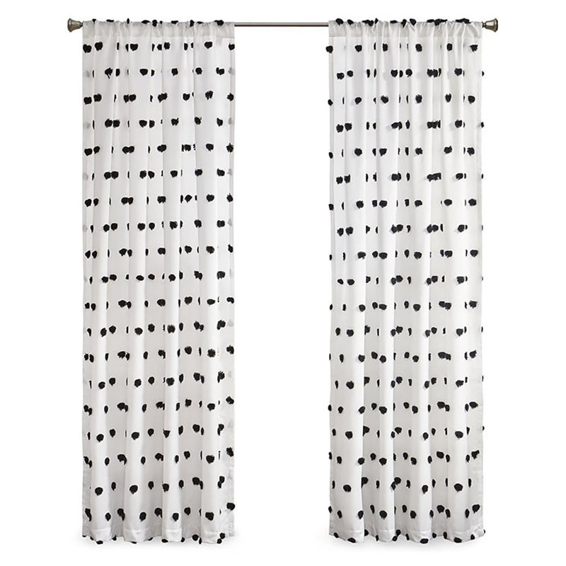 Intelligent Design Sophie Polyester Pom Pom Embellished Window Panel in Black