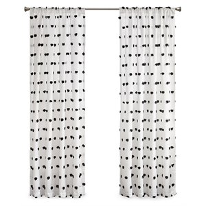 Intelligent Design Sophie Polyester Pom Pom Embellished Window Panel in Black