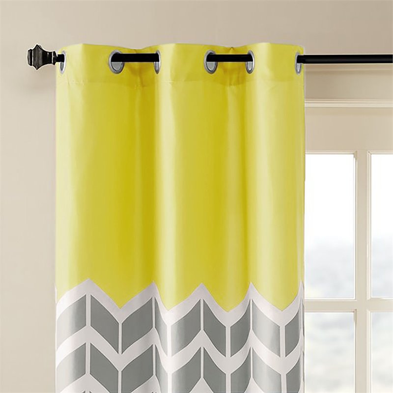 Intelligent Design Alex Polyester Microfiber Chevron Panel Pair in Yellow/Gray