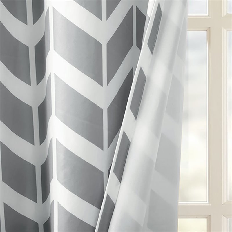 Intelligent Design Alex Polyester Microfiber Chevron Panel Pair in Yellow/Gray