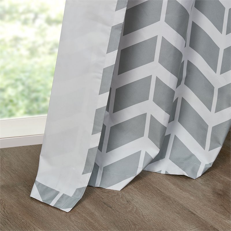 Intelligent Design Alex Polyester Microfiber Chevron Panel Pair in Yellow/Gray