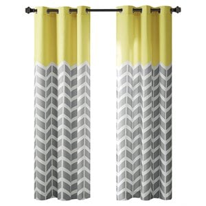 Intelligent Design Alex Polyester Microfiber Chevron Panel Pair in Yellow/Gray