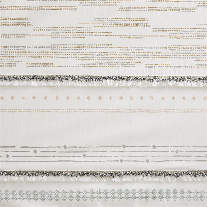 INK+IVY Nea Cotton Printed Window Curtain Panel with Lining in Off White/Gray