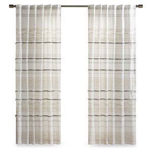 INK+IVY Nea Cotton Printed Window Curtain Panel with Lining in Off White/Gray