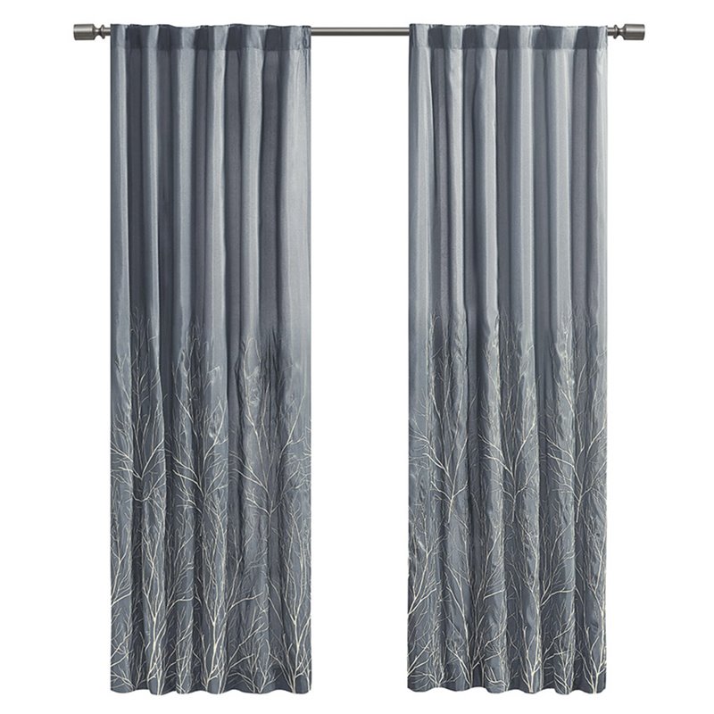 Madison Park Andora Transitional Polyester Fabric Lined Window Panel in Blue