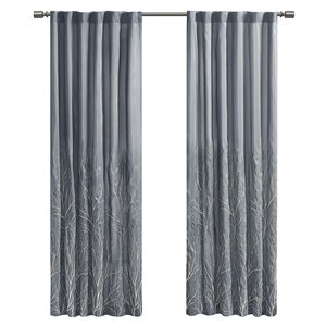 Madison Park Andora Transitional Polyester Fabric Lined Window Panel in Blue