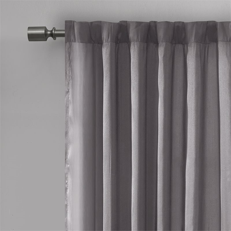 Madison Park Andora Transitional Polyester Fabric Lined Window Panel in Gray