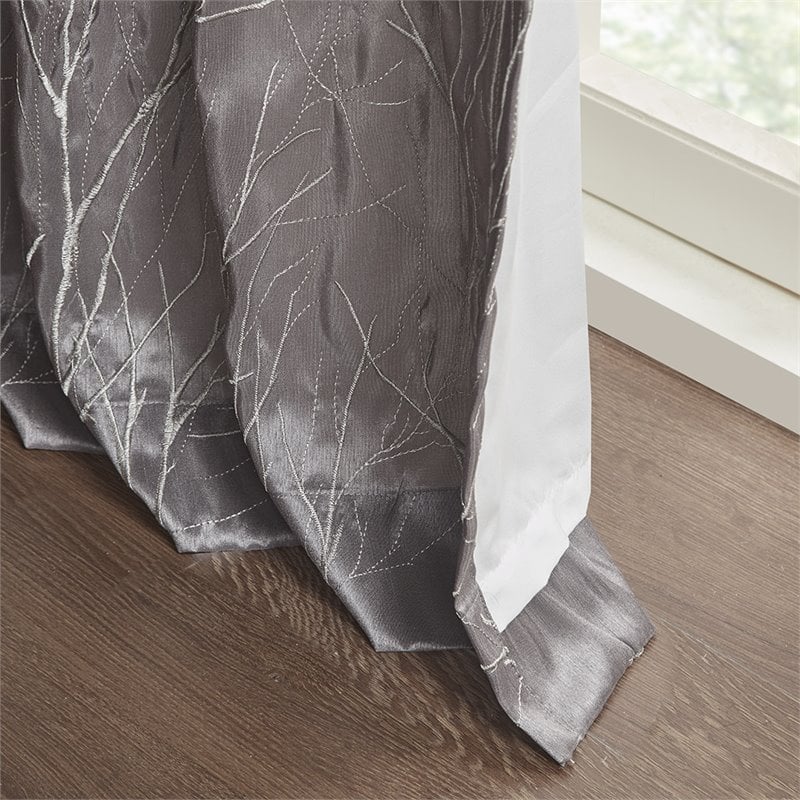 Madison Park Andora Transitional Polyester Fabric Lined Window Panel in Gray