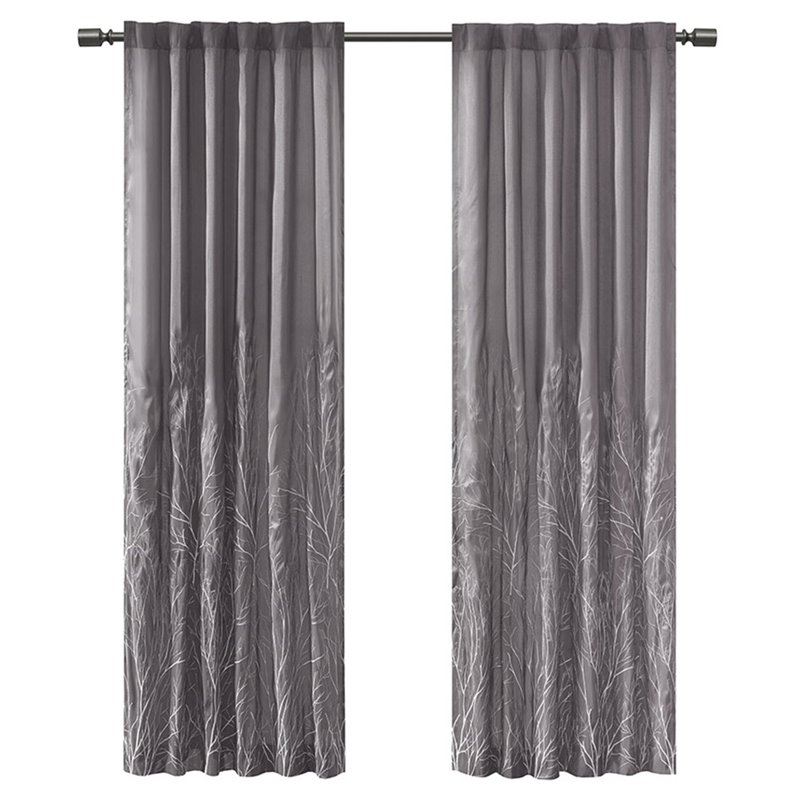 Madison Park Andora Transitional Polyester Fabric Lined Window Panel in Gray