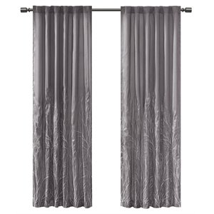 Madison Park Andora Transitional Polyester Fabric Lined Window Panel in Gray