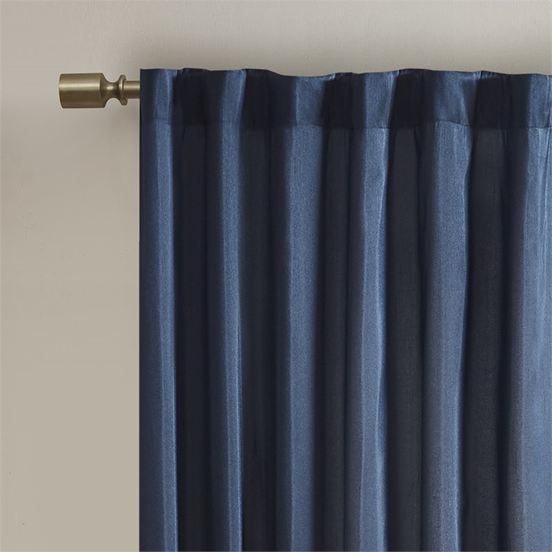 Madison Park Andora Transitional Polyester Fabric Lined Window Panel in Navy