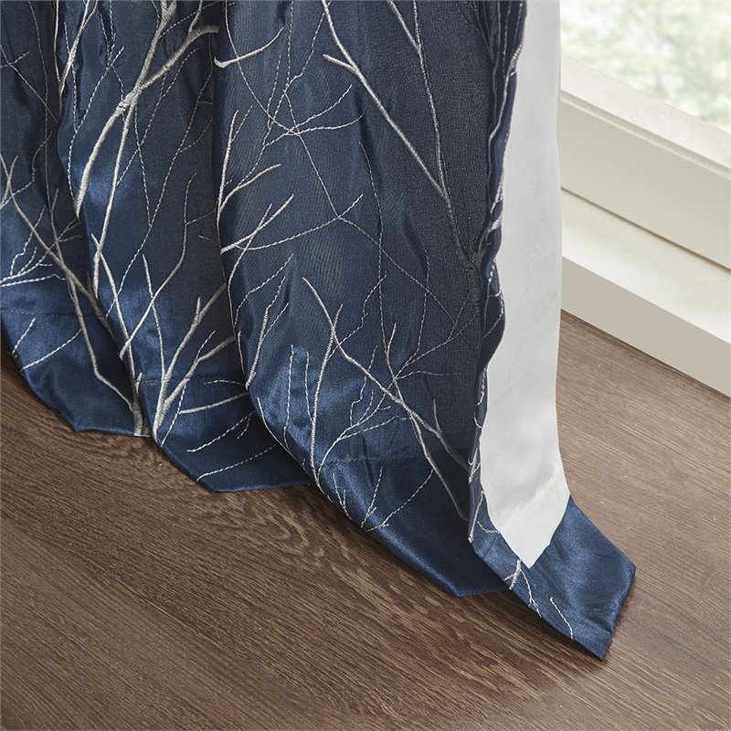 Madison Park Andora Transitional Polyester Fabric Lined Window Panel in Navy