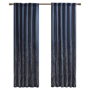 Madison Park Andora Transitional Polyester Fabric Lined Window Panel in Navy