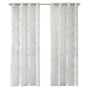 Madison Park Leilani Polyester Fabric Palm Leaf Burnout Window Sheer in White