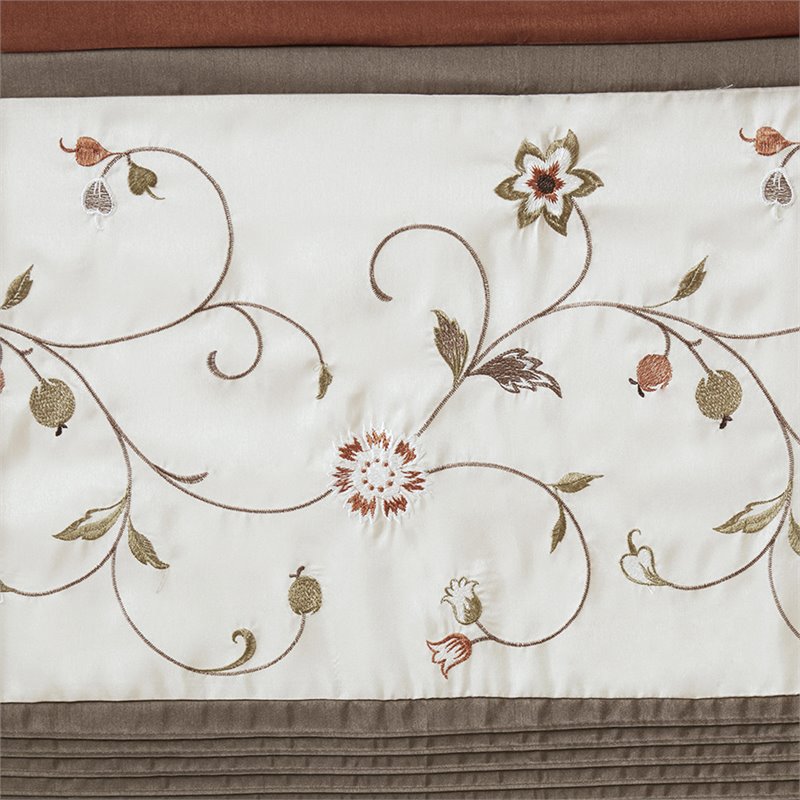 Madison Park Serene Polyester Fabric Embroidered Window Panel in Brown/Orange