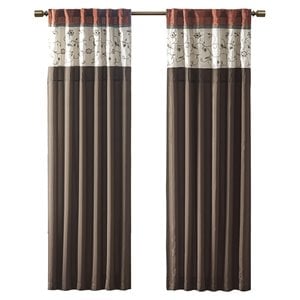 Madison Park Serene Polyester Fabric Embroidered Window Panel in Brown/Orange
