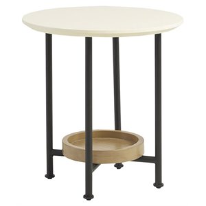 Madison Park Beaumont Oval MDF Wood and Metal End Table in White/Black