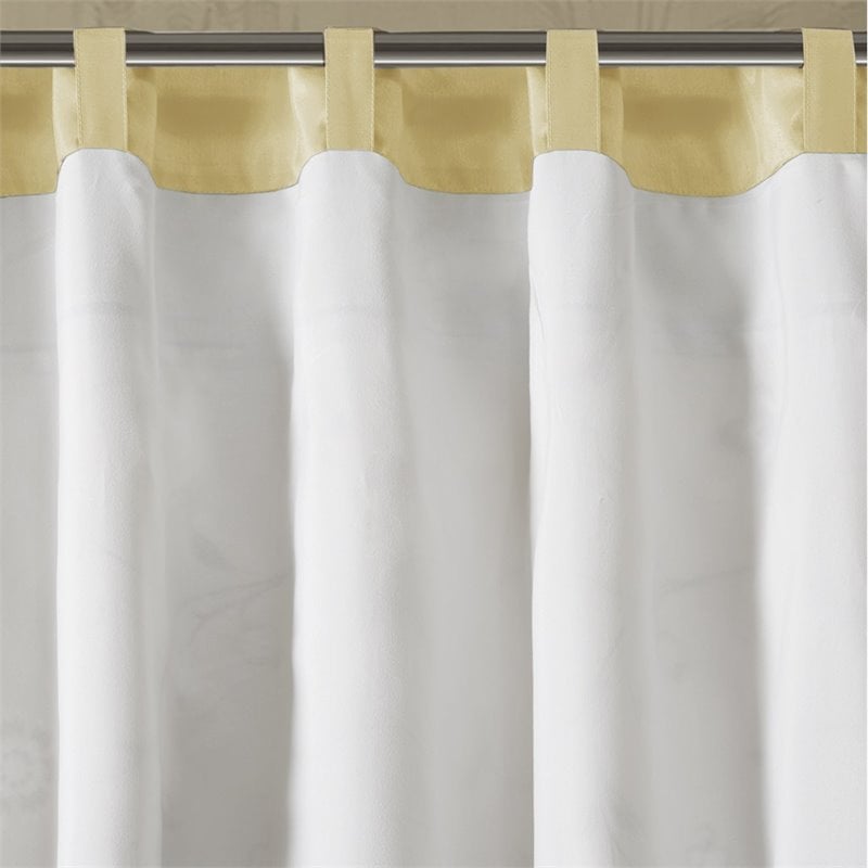 Madison Park Serene Polyester Fabric Embroidered Window Panel in Gray/Yellow