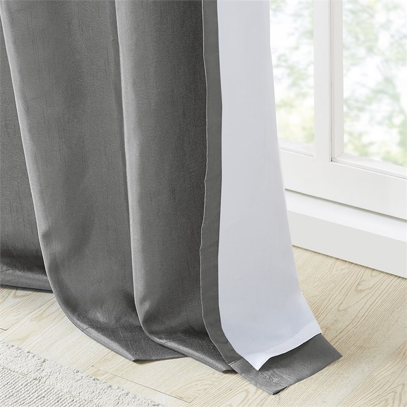 Madison Park Serene Polyester Fabric Embroidered Window Panel in Gray/Yellow