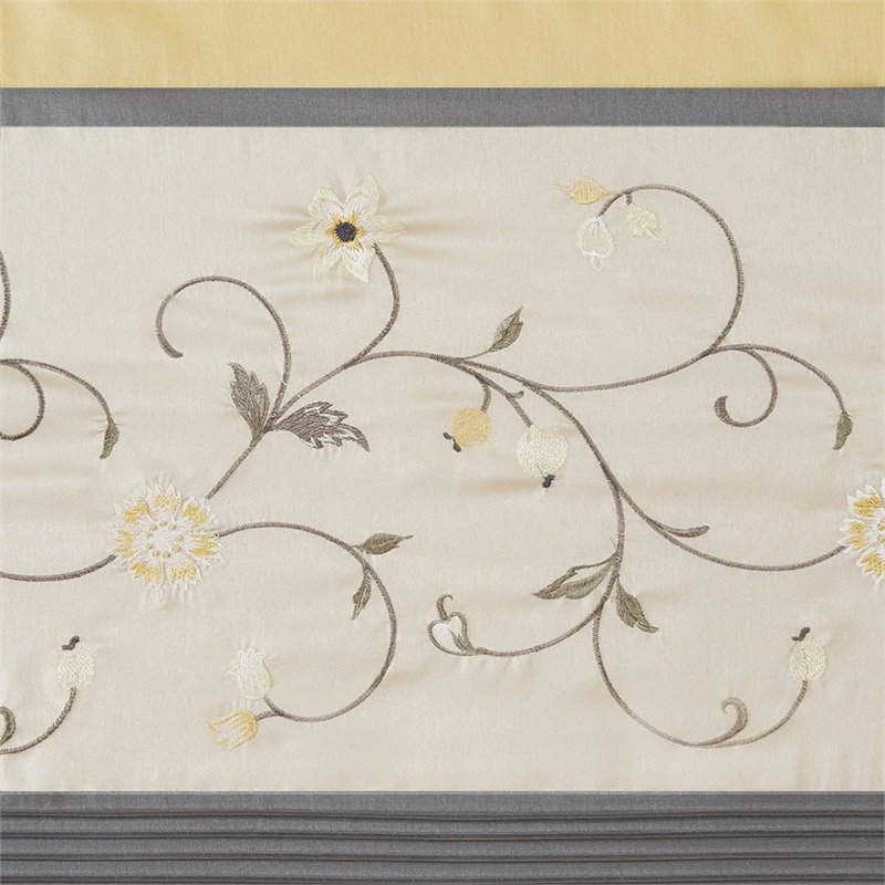 Madison Park Serene Polyester Fabric Embroidered Window Panel in Gray/Yellow