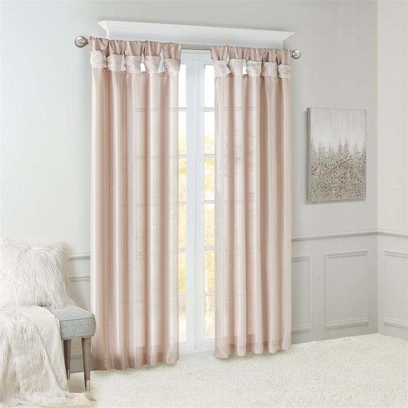 Madison Park Emilia Polyester Fabric Twist Tab Lined Window Curtain - Blush Pink