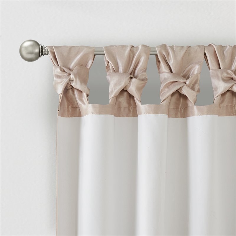 Madison Park Emilia Polyester Fabric Twist Tab Lined Window Curtain - Blush Pink