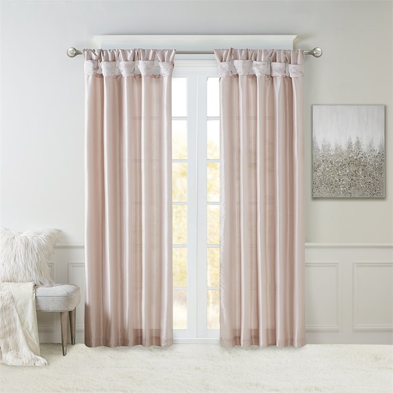 Madison Park Emilia Polyester Fabric Twist Tab Lined Window Curtain - Blush Pink