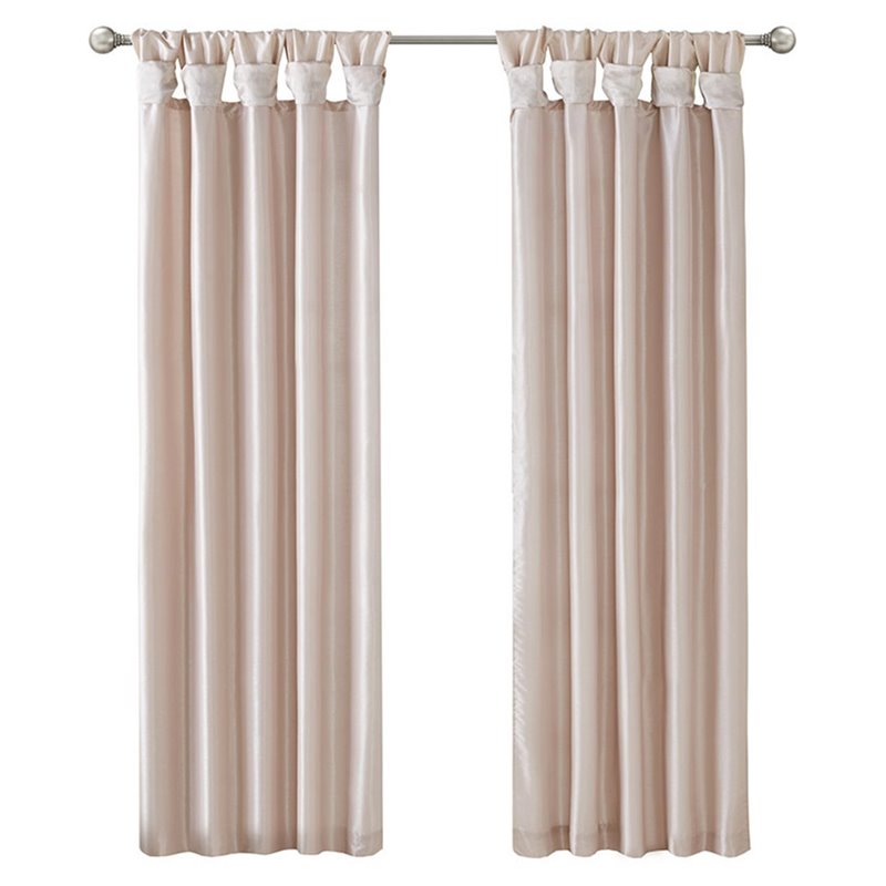 Madison Park Emilia Polyester Fabric Twist Tab Lined Window Curtain - Blush Pink