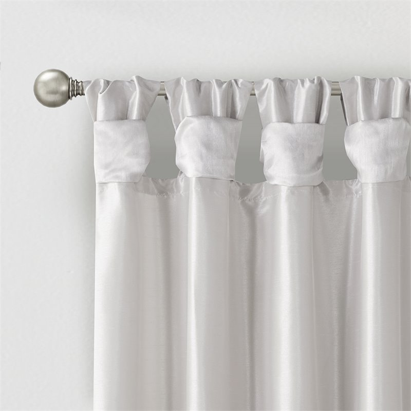 Madison Park Emilia Polyester Fabric Twist Tab Lined Window Curtain in Silver