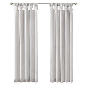 Madison Park Emilia Polyester Fabric Twist Tab Lined Window Curtain in Silver