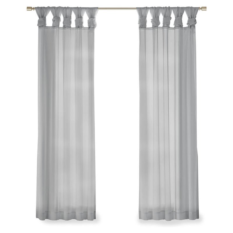 Madison Park Ceres Polyester Fabric Twisted Voile Window Pair in Light Gray