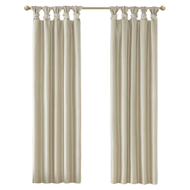 Madison Park Emilia Polyester Faux Silk Twisted Tab Panel in Champagne Gold