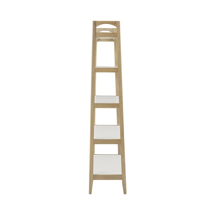 Madison Park Parker Mid-Century Solid Wood Bookcase in Off White/Natural