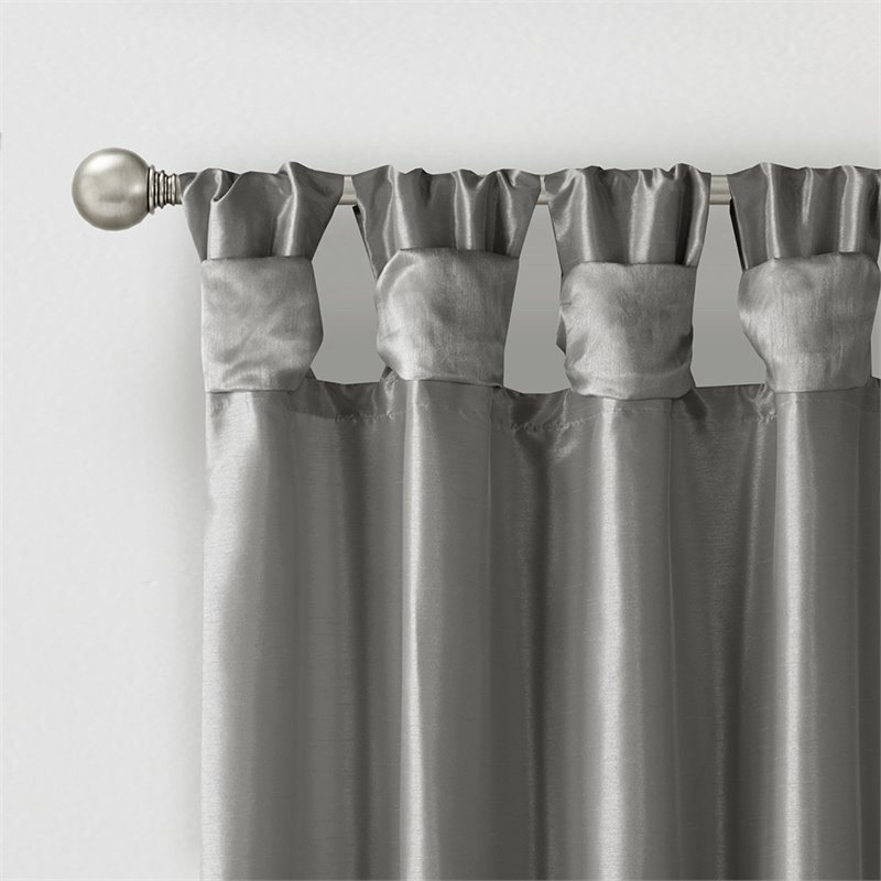 Madison Park Emilia Polyester Twisted Tab Lined Window Panel in Charcoal