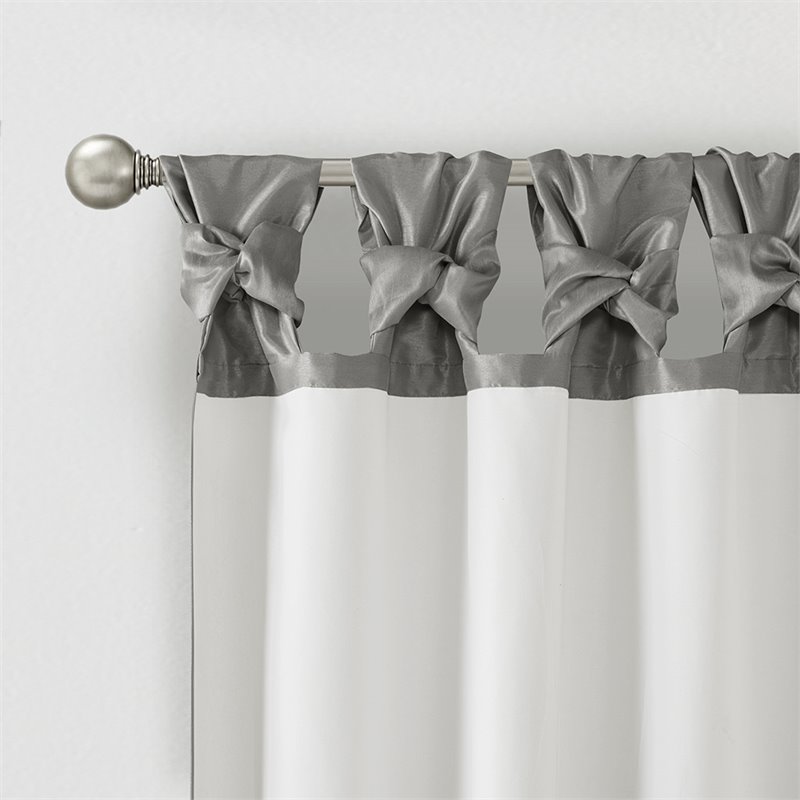 Madison Park Emilia Polyester Twisted Tab Lined Window Panel in Charcoal