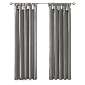 Madison Park Emilia Polyester Twisted Tab Lined Window Panel in Charcoal