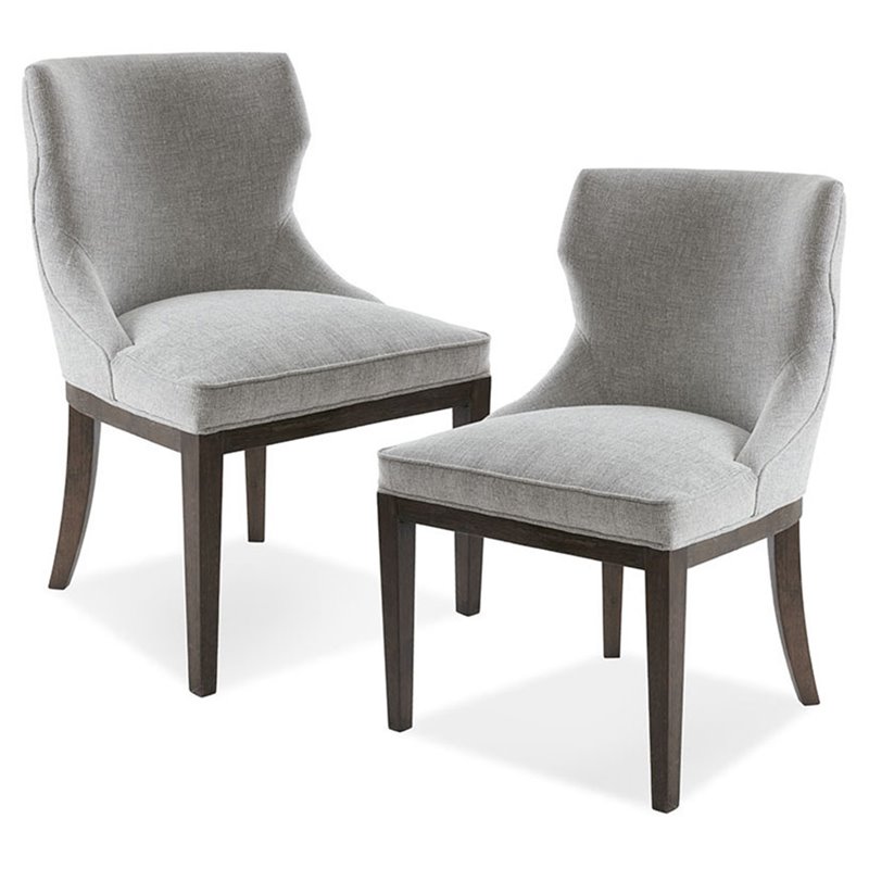 Madison Park Signature Hutton Wood and Fabric Dining Chair in Gray (Set of 2)
