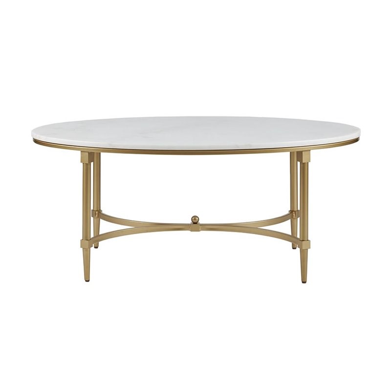 Madison Park Signature Bordeaux Metal and Marble Coffee Table in White/Gold